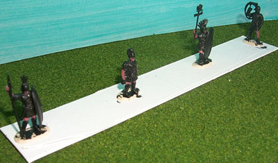 DBA Army #II/33 Polybian Roman Triari (Spear) element, not even half painted by Nick Grant