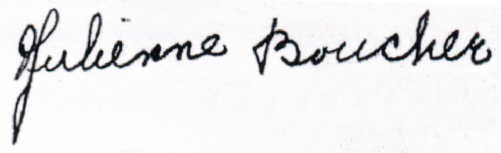 signature de Julienne Boucher &agrave; 17 ans