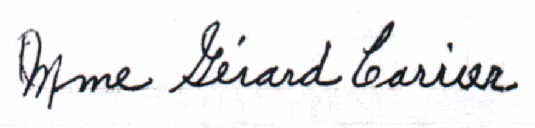 signature d'&eacute;pouse (Mme Gerard Carrier)