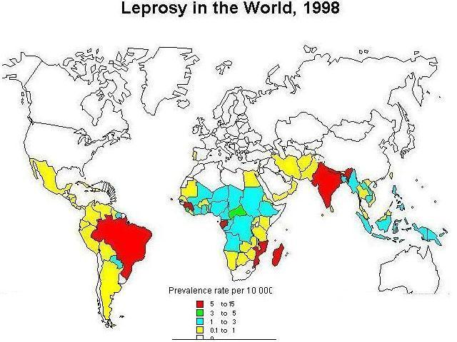 Leprosy in the world, year 1998 lepra en el mundo, año 1998