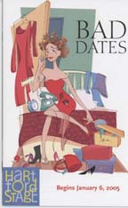 Cover of the playbill for the play "Bad Dates" at the Hartford Stage Company