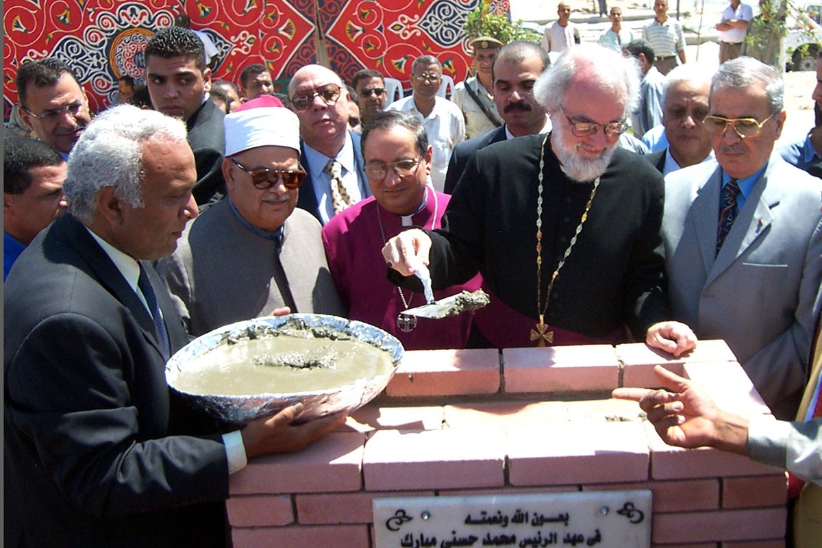 Laying the foundation stone for Community Health Center, Sadat City