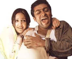 Surya and Esha Deol in Mani Ratnam's "Aayitha Ezhuthu".