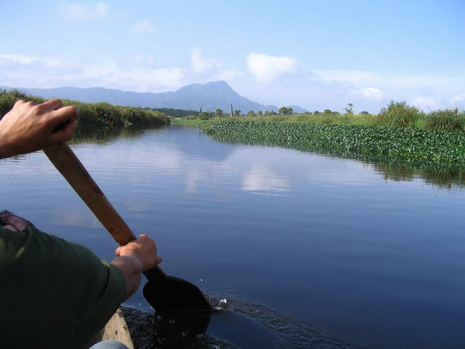 rowing dugout canoe