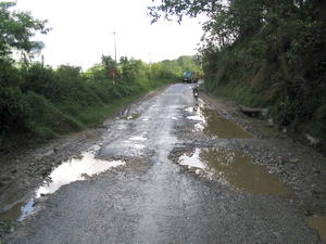 potholed roads outside town