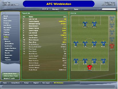 Football Manager Match squad