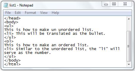 Ordered and Unordered Lists