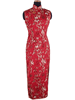 Red Tapered Plum Blossom and Bamboo Cheongsam