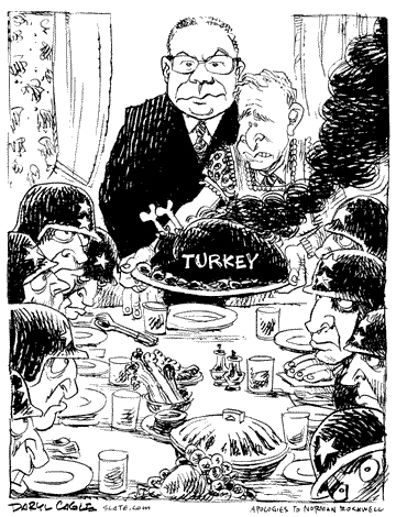 [Turkey served black]