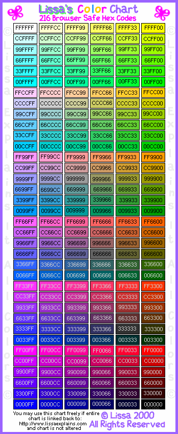 Html Color Chart Web Colors Color Chart Color Names Chart Xterm256