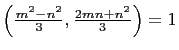 $ \left(\frac{m^2-n^2}{3},\frac{2mn+n^2}{3}\right)=1$