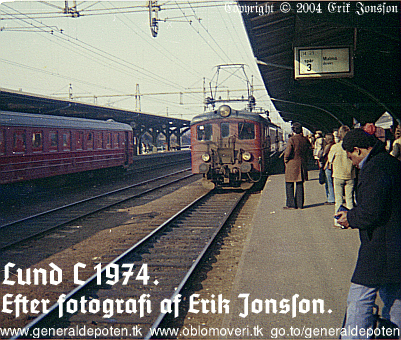 bild av X7-tåg på Lund C 1974.