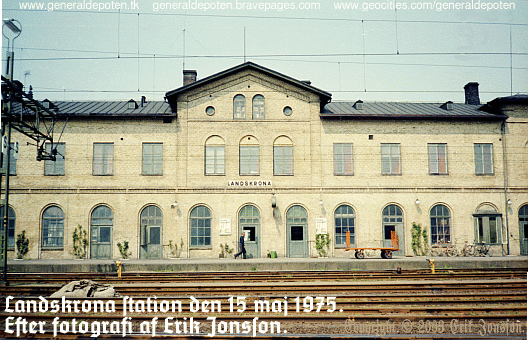 bild av Landskrona j&auml;rnv&auml;gsstation den 15 maj 1975.
