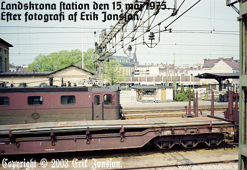 bild av Landskrona j&auml;rnv&auml;gsstation den 15 maj 1975 p&aring; morgonen.