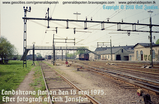 bild av Landskrona j&auml;rnv&auml;gsstation den 15 maj 1975.