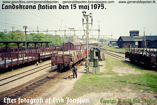 bild av Landskrona j&auml;rnv&auml;gsstation den 15 maj 1975.