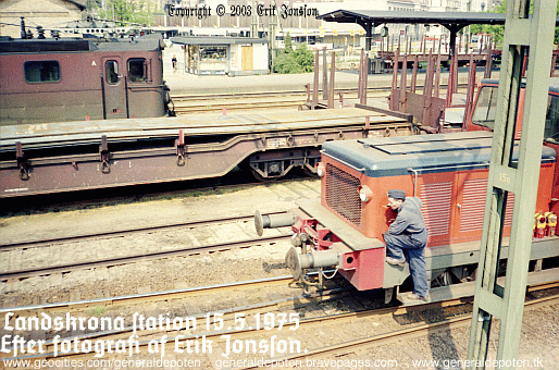 bild av Landskrona j&auml;rnv&auml;gsstation den 15 maj 1975.