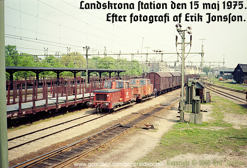 bild av Landskrona j&auml;rnv&auml;gsstation den 15 maj 1975.