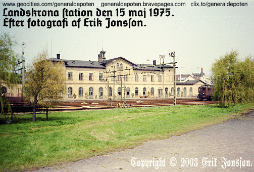 bild av Landskrona j&auml;rnv&auml;gsstation den 15 maj 1975 p&aring; morgonen