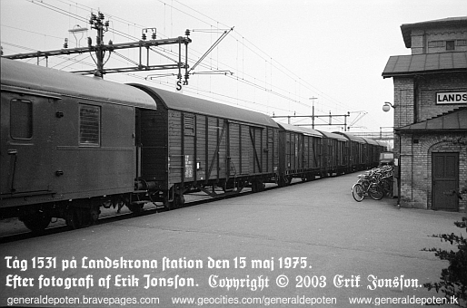 bild av Landskrona j&auml;rnv&auml;gsstation den 15 maj 1975.