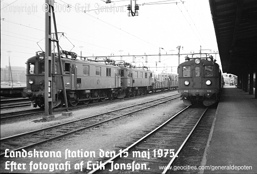 bild av tåg 1531 på Landskrona järnvägsstation den 15 maj 1975.