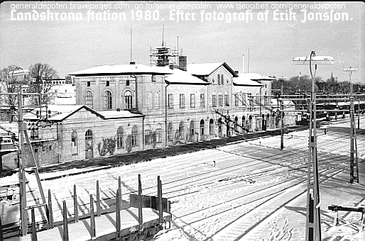 bild av Landskrona järnvägsstation 1980