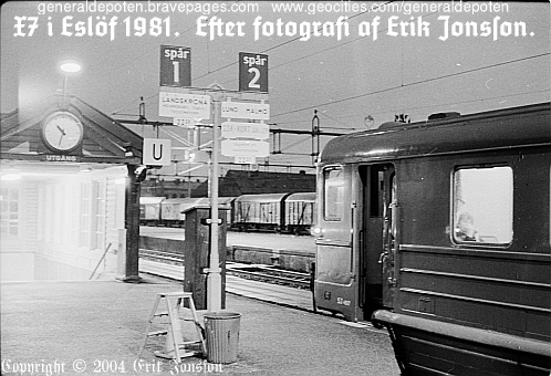 bild av X7-tåg på Eslövs station 1981.