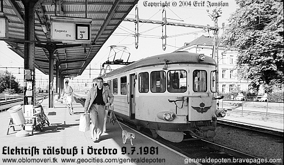 bild av elektrisk r&auml;lsbuss iVarberg den 18 oktober 1981