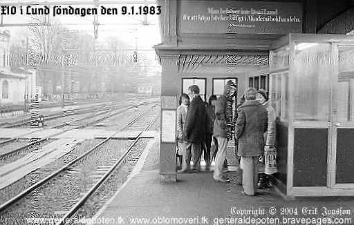 bild p&aring; sp&aring;r 5 vid Lund C den 9.1.1983