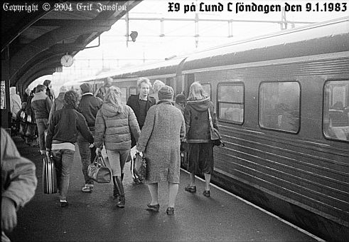 bild av X9 spår 5 vid Lund C den 9.1.1983