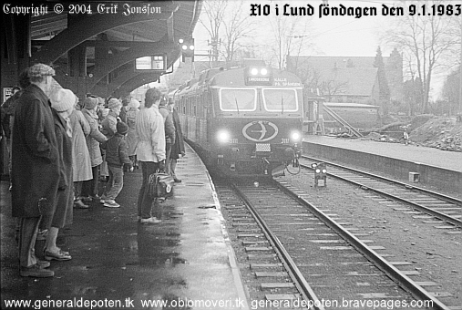 bild av X10 till spår 6 på Lund C den 9.1.1983