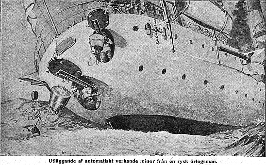 Utl�ggning af automatiskt verkande minor fr�n en rysk �rlogsman.