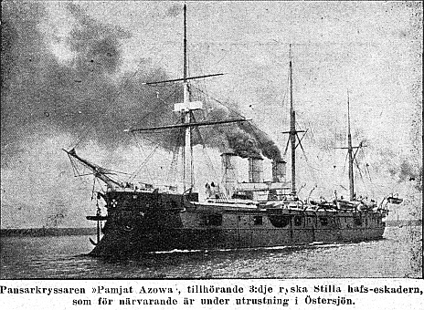 Pansarkryssaren Pamjat Azova, tillh�rande 3:dje ryska Stilla hafs-eskadern, som f�r n�rvarande �r under utrustning i �stersj�n.

