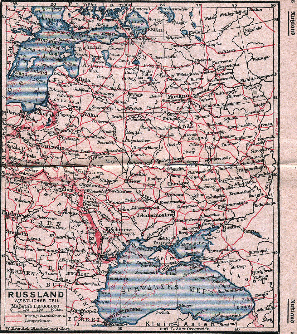 Karta över Ryssland, västra delen