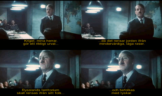 Adolf Hitler rensar Ryssland i Ozerovs film Slaget om Moskva.