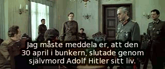 General Krebs: Jag måste meddela er, att den 30 april i bunkern slutade genom självmord Adolf Hitler sitt liv. Bild ur Ozerovs spelfilm &raquo;Sista stormningen&laquo; (Befrielse 5).