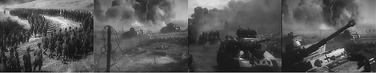bilder ur Vladimir Petrovs spelfilm Stalingradslaget (1949)
