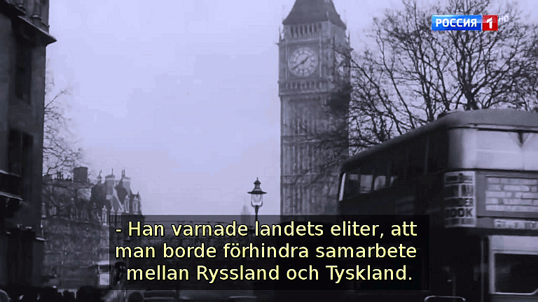 Mackinder varnade landets eliter, att man borde förhindra samarbete mellan Ryssland och Tyskland. (Bild ur filmen &raquo;Det stora okända kriget&laquo;)