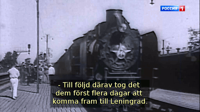 Till följd därav tog det dem först flera dagar att komma fram till Leningrad. (Bild ur filmen &laquo;Det stora okända kriget&raquo;)