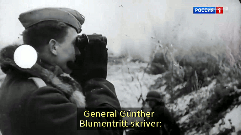 General Günther Blumentritt skriver: (Bild ur filmen &laquo;Det stora okända kriget&raquo;)