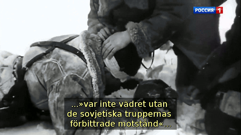 ...»den faktor, som avgjorde stridens utgång, var inte vädret«... (Bild ur filmen &laquo;Det stora okända kriget&raquo;)
