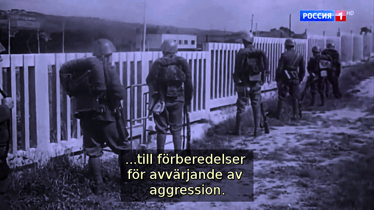...till förberedelser för avvärjande av aggression. (Bild ur filmen &laquo;Det stora okända kriget&raquo;)