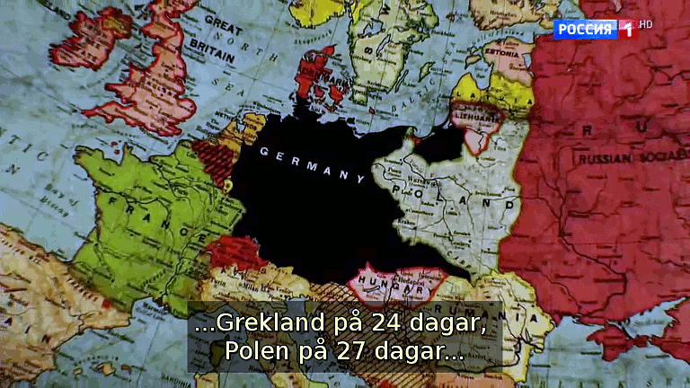 ...Grekland på 24 dagar, Polen på 27 dagar... (Bild ur filmen &laquo;Det stora okända kriget&raquo;)