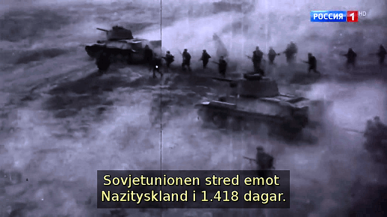 Sovjetunionen stred emot Nazityskland i 1.418 dagar. (Bild ur filmen &laquo;Det stora okända kriget&raquo;)