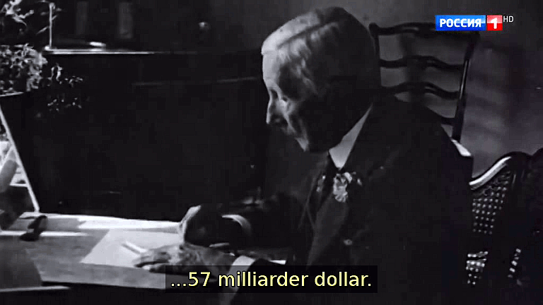 ...till 57 milliarder dollar.« (Bild ur filmen &laquo;Det stora okända kriget&raquo;)