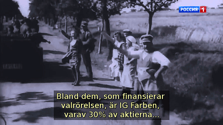 Bland dem, som finansierar nazisternas valrörelse, är IG Farben (Bild ur filmen &laquo;Det stora okända kriget&raquo;)