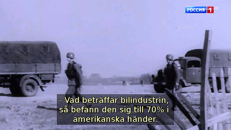 Vad beträffar bilindustrin, så befann den sig till 70% i amerikanska händer. (Bild ur filmen &laquo;Det stora okända kriget&raquo;)