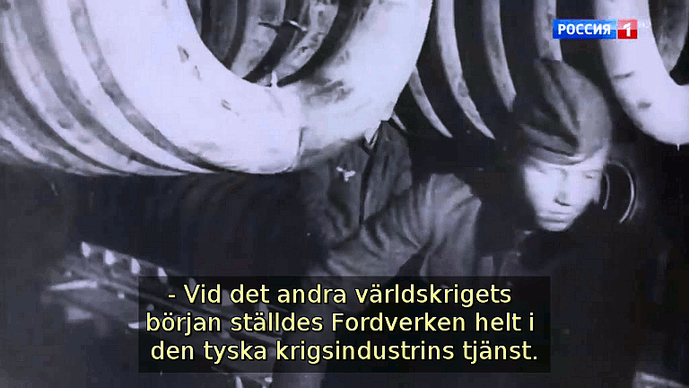 Vid det andra världskrigets början ställdes Fordverken helt i den tyska krigsindustrins tjänst. (Bild ur filmen &laquo;Det stora okända kriget&raquo;)