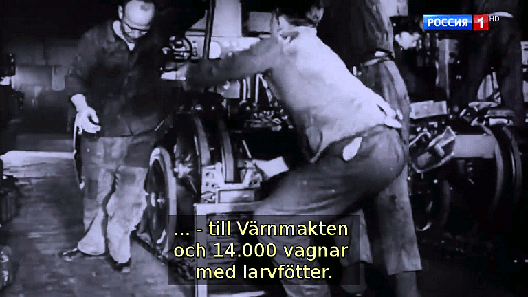 ...till Värnmakten och 14.000 fordon med larvfötter. (Bild ur filmen &laquo;Det stora okända kriget&raquo;)