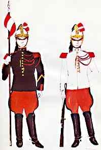 Dragoons Guards of the Field Marshal Nieto Regiment in winter and summer regimentals